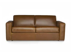 Driezits-Slaapbank 100% Buffelleer Delectea Ii - Kleur: Vintage Karamel