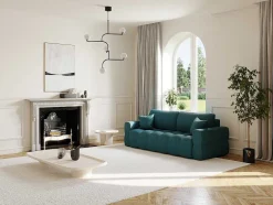 Driezitsslaapbank Van Blauwgroene Bouclestof Issoro