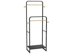 Dubbele Kledingrek Selin - L65 Cm - Zwart Metaal En Beukenhout