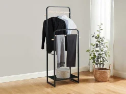 Dubbele Kledingrek Selin - L65 Cm - Zwart Metaal En Beukenhout