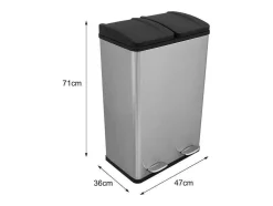 Dubbele Pedaalemmer 60 L - Zilver
