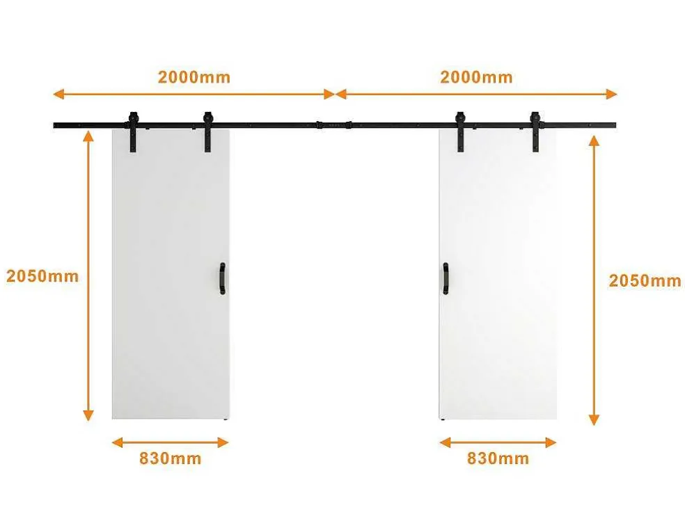 Dubbele Schuifdeur - 2 X H205 X L83 Cm - Mdf + Wit Pvc - Varin