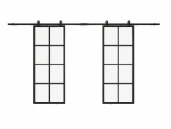 Dubbele Schuifdeur H205 X B83 Cm - Aluminium En Mat Gehard Glas - Wilden