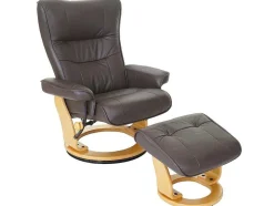 Edmonton Fauteuil Met Kruk, Bruin, Naturel Bruin