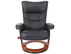 Edmonton Fauteuil Met Kruk, Zwart, Honingkleurig