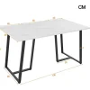 Eettafel 140X80 Cm - Metalen Structuur - Marmerpatroon Fineer - Wit & Zwart