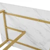 Eettafel 140X80 Cm - Metalen Structuur - Marmerpatroon Fineer - Wit & Goud