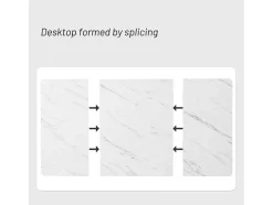 Eettafel 140X80 Cm - Metalen Structuur - Marmerpatroon Fineer - Wit & Goud
