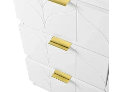 Eigentijdse Scandinavische Draaibare Kaptafel Met 6 Lades - Versierd Met Bloemmotief - Wit