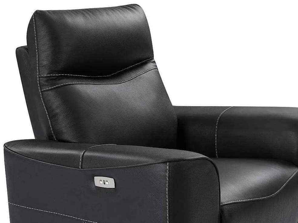 Elektrische Relax-Fauteuil Van Zwart Vaarsleer Damon
