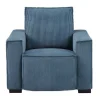 Elektrische Relaxfauteuil Met Bekleding In Blauw Ribfluweel Amelio