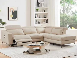 Elektrische Relaxhoekbank Met Rechtse Hoek Cremewit Leder Forlo