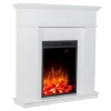 Elektrische Staande Sfeerhaard Vesuvia - Met Schoorsteenmantel - L98 X D24 X H102,5 Cm - Wit
