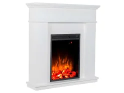 Elektrische Staande Sfeerhaard Vesuvia - Met Schoorsteenmantel - L98 X D24 X H102,5 Cm - Wit