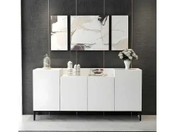 Ellaria Multifunctioneel Kabinet, Wit, Zwart, 160X42X75 Cm, Epikasa