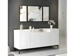 Ellaria Multifunctioneel Kabinet, Wit, Zwart, 160X42X75 Cm, Epikasa