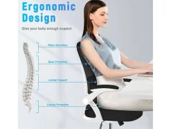 Ergonomische Bureaustoel Met Lendensteun, Verstelbare Armleuningen, Draaistoel Met Ademende Rugleuning Voor Kantoor