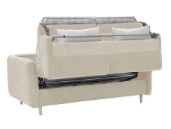 Express-Driezitsslaapbank Van Beige Stof - Bed Met Brede Latten 140 Cm - Matras 14 Cm Arcadia
