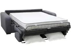 Express-Driezitsslaapbank Van Antracietgrijze Stof - Bed Met Brede Latten 140 Cm - Matras 22 Cm - Bevis
