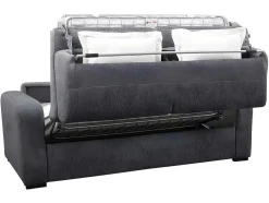 Express-Driezitsslaapbank Van Antracietgrijze Stof - Bed Met Brede Latten 140 Cm - Matras 22 Cm - Bevis