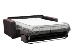 Express-Driezitsslaapbank Van Bruin Ribfluweel - Bed 140 Cm - Matras 18 Cm - Mondovi
