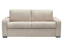 Express-Vierzitsslaapbank Van Beige Ribfluweel - Bed Met Brede Latten 160 Cm - Matras 18 Cm - Bevis