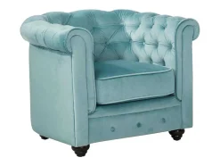 Fauteuil Chesterfield - Fluweel - Pastel Blauw