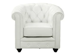 Fauteuil Chesterfield Van Kunstleer - Wit