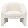 Fauteuil In Gebroken Wit Ribfluweel Ossana