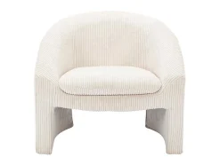 Fauteuil In Gebroken Wit Ribfluweel Ossana