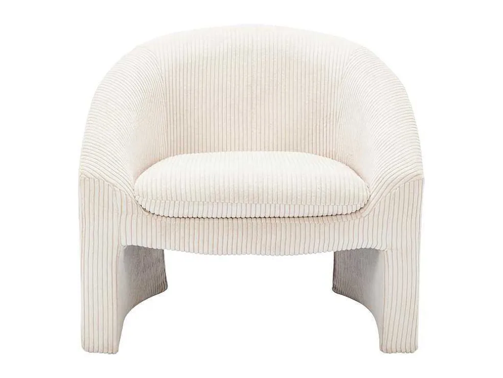 Fauteuil In Gebroken Wit Ribfluweel Ossana