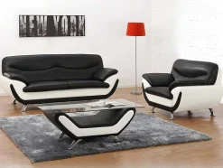 Fauteuil Indice Van Kunstleer - Tweekleurig Zwart En Wit
