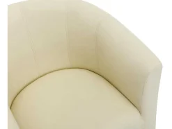 Fauteuil Met Holle Rugleuning En Poef In Beige Kunstleer Jovana