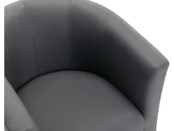Fauteuil Met Holle Rugleuning En Poef In Grijs Kunstleer Jovana