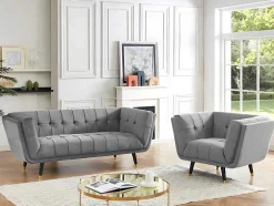 Fauteuil Samantha Ii Van Fluweel - Grijs