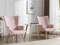 Fauteuil Van Roze Velours Vately