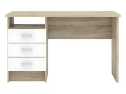 Fula Bureau 3 Lades Eiken Structuur Decor En Wit.