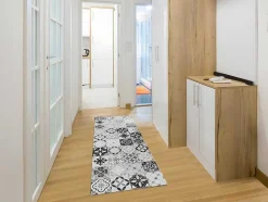Gangtapijt Van Vinyl Met Vloertegeleffect Mosai - 66 X 160 Cm - Zwart En Wit