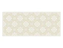 Gangtapijt Van Vinyl Met Cementtegeleffect - 66 X 160 Cm - Beige En Wit - Majesti