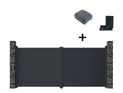 Gemotoriseerde Draaipoort Van Aluminium Antraciet - L397 X H181 Cm - Nazario