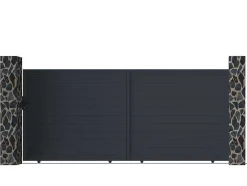 Gemotoriseerde Schuifpoort Van Aluminium Antraciet - L374 X 165 Cm - Nazario