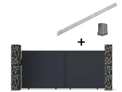 Gemotoriseerde Schuifpoort Van Aluminium Antraciet - L416 X 180 Cm - Nazario