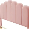 Gestoffeerd Fluwelen Bed 140X200Cm Met Lattenbodem - Verstelbaar Hoofdeinde - Roze
