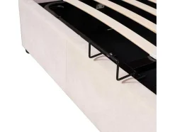 Gestoffeerd Opbergbed 140X200Cm - Stof Fluweel - Met Led En Bluetooth Speler - Beige