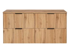 Gestreept Hangend Meubel Onder Wastafel Met Plank - Licht Naturel - L120 Cm - Zevara