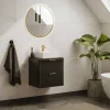Gestreept Hangend Meubel Onder Wastafel - Zwart - L60 Cm - Zevara