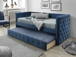 Gewatteerde Slaapbank Louise - 2 X 90 X 190 Cm - Stof Blauw