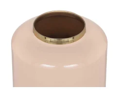 Grote Geemailleerde Metalen Vaas - D. 19 X H. 50 Cm - Beige En Goud - Goriat