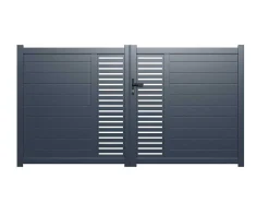 Halfopengewerkte Aluminium Draaipoort Met Motief B350 X H179 Cm Antraciet Orist Ii