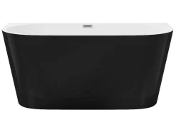 Halfvrijstaand Bad - 200 Liter - 149,5 X 75 X 58 Cm - Glanzend Zwart - Acryl - Divina